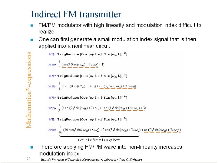 Indirect FM transmitter n Mathematica®-expressions n FM/PM modulator with high linearity and modulation index