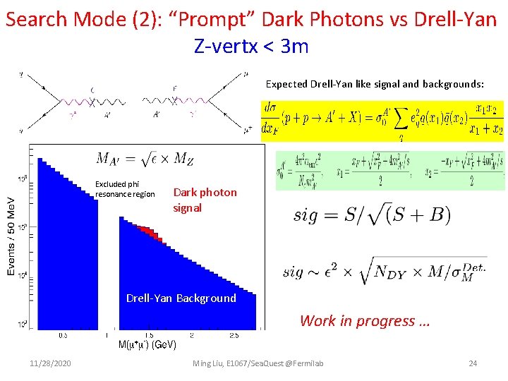 Search Mode (2): “Prompt” Dark Photons vs Drell-Yan Z-vertx < 3 m Expected Drell-Yan