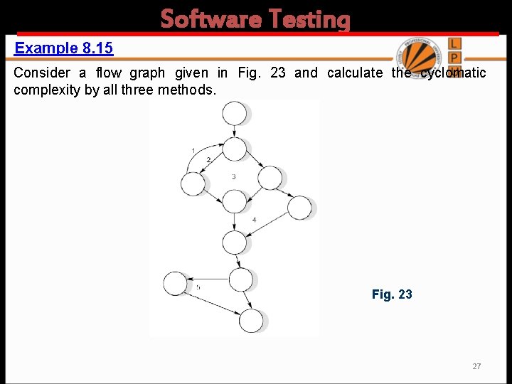 Software Testing Example 8. 15 Consider a flow graph given in Fig. 23 and