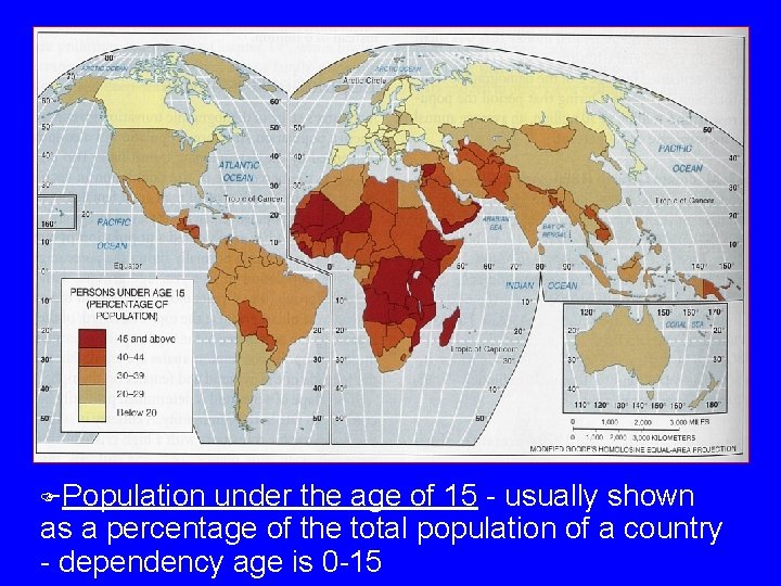 FPopulation under the age of 15 - usually shown as a percentage of the