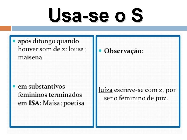 Usa-se o S 