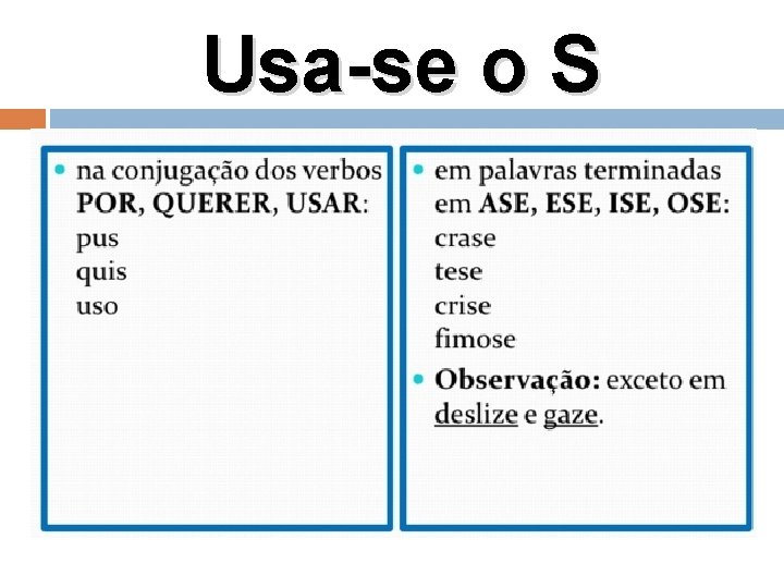 Usa-se o S 