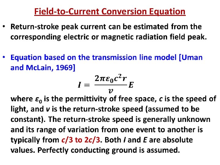 Field-to-Current Conversion Equation 