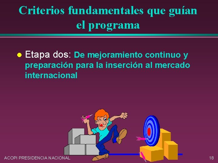 Criterios fundamentales que guían el programa l Etapa dos: De mejoramiento continuo y preparación