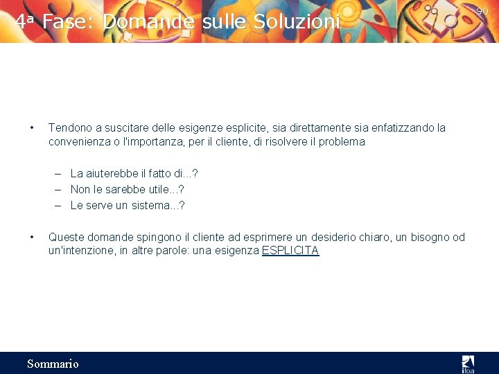 4 a • Fase: Domande sulle Soluzioni Tendono a suscitare delle esigenze esplicite, sia