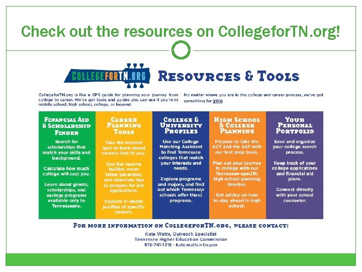 Check out the resources on Collegefor. TN. org! 
