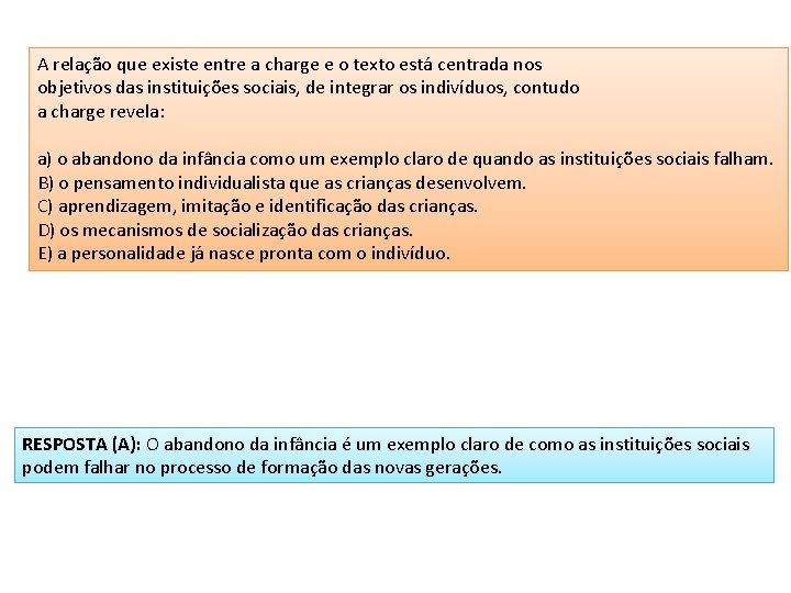 A relação que existe entre a charge e o texto está centrada nos objetivos