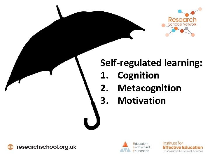 Self-regulated learning: 1. Cognition 2. Metacognition 3. Motivation 
