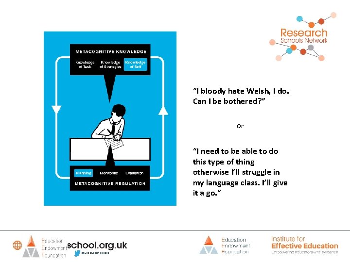 “I bloody hate Welsh, I do. Can I be bothered? ” Or “I need