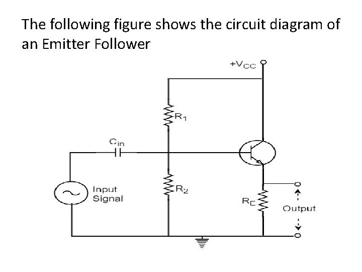 The following figure shows the circuit diagram of an Emitter Follower 