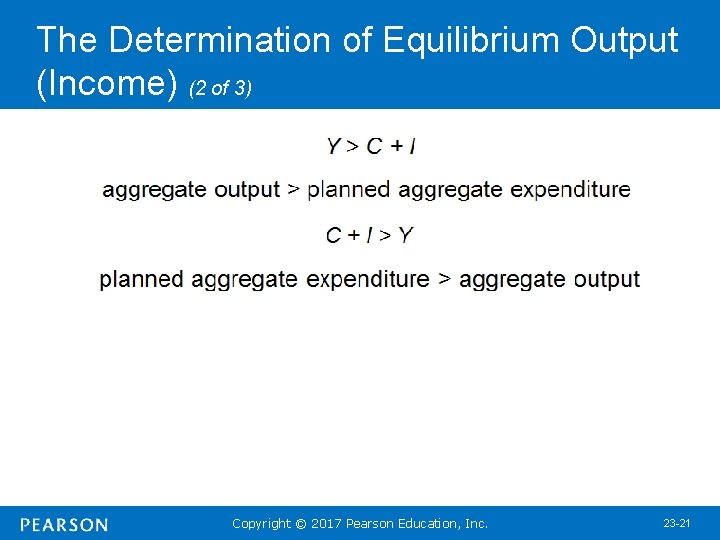 The Determination of Equilibrium Output (Income) (2 of 3) Copyright © 2017 Pearson Education,