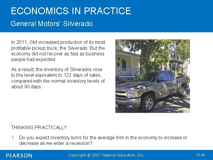 ECONOMICS IN PRACTICE General Motors’ Silverado In 2011, GM increased production of its most