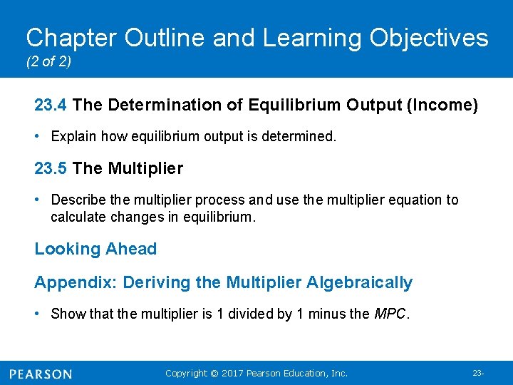 Chapter Outline and Learning Objectives (2 of 2) 23. 4 The Determination of Equilibrium
