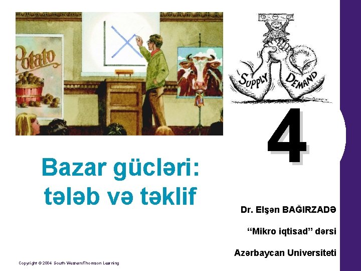 Bazar gücləri: tələb və təklif 4 Dr. Elşən BAĞIRZADƏ “Mikro iqtisad” dərsi Azərbaycan Universiteti