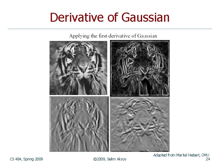 Derivative of Gaussian CS 484, Spring 2009 © 2009, Selim Aksoy Adapted from Martial