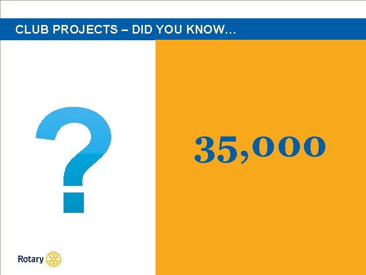 CLUB PROJECTS – DID YOU KNOW… 35, 000 