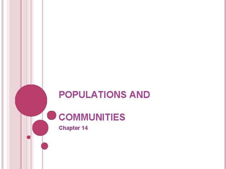 POPULATIONS AND COMMUNITIES Chapter 14 POPULATIONS AND COMMUNITIES Chapter 14