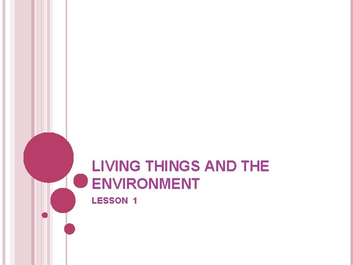 LIVING THINGS AND THE ENVIRONMENT LESSON 1 LIVING THINGS AND THE ENVIRONMENT LESSON 1