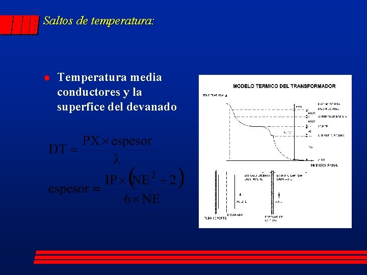 Saltos de temperatura: l Temperatura media conductores y la superfice del devanado 