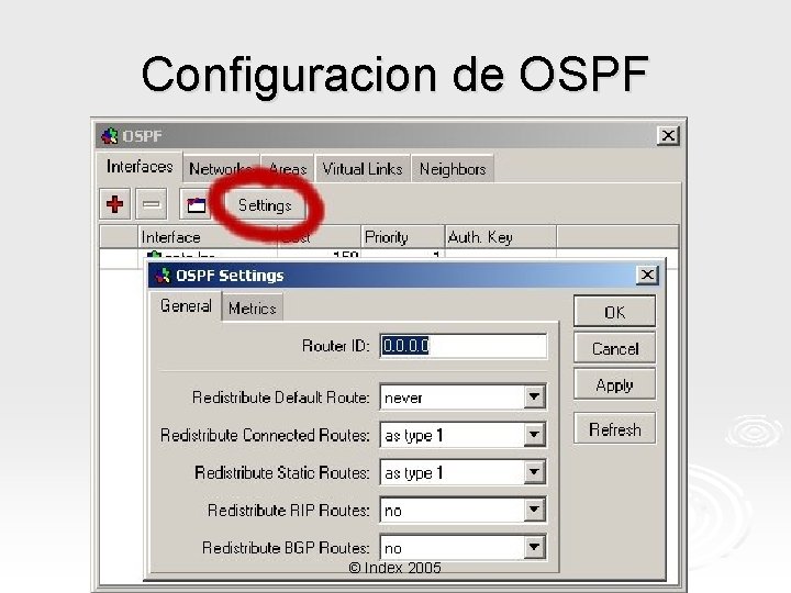 Configuracion de OSPF © Index 2005 
