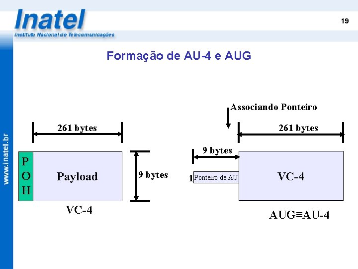 19 Formação de AU-4 e AUG Associando Ponteiro 261 bytes P O H 9