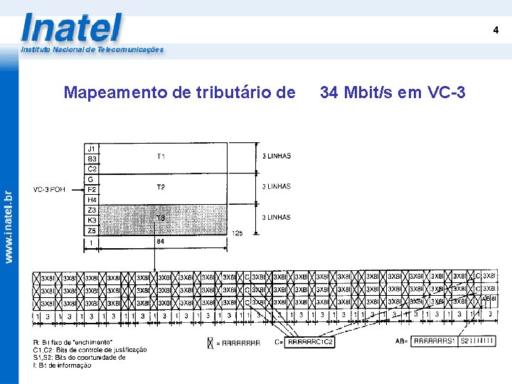 4 Mapeamento de tributário de 34 Mbit/s em VC-3 