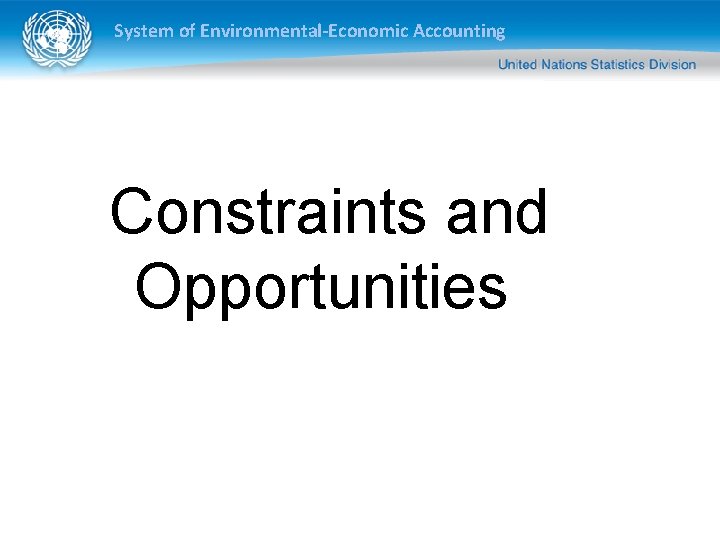 System of Environmental-Economic Accounting Constraints and Opportunities 