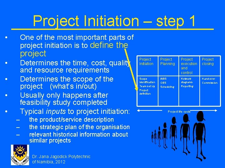 Project Initiation – step 1 • One of the most important parts of project