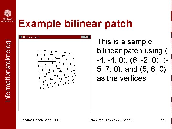 Example bilinear patch Informationsteknologi This is a sample bilinear patch using ( -4, 0),