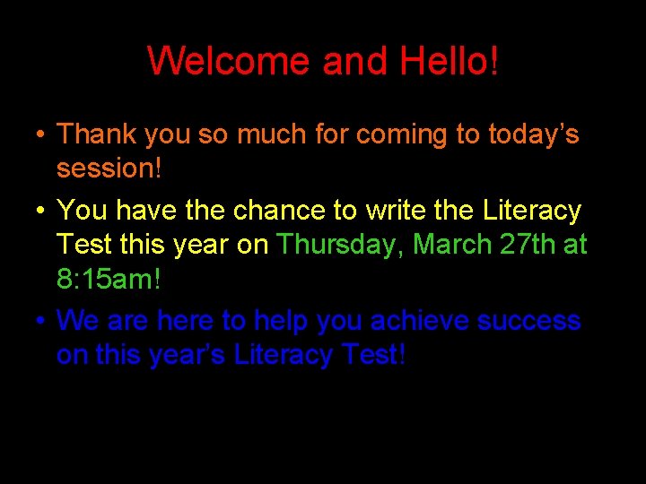 Welcome and Hello! • Thank you so much for coming to today’s session! • Welcome and Hello! • Thank you so much for coming to today’s session! •
