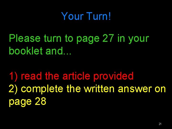 Your Turn! Please turn to page 27 in your booklet and. . . 1) Your Turn! Please turn to page 27 in your booklet and. . . 1)