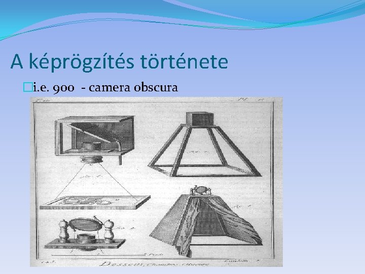 A képrögzítés története �i. e. 900 - camera obscura 