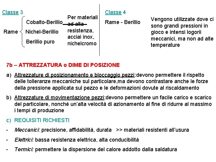 Classe 3 Per materiali Cobalto-Berillio ad alta resistenza, Rame Nichel-Berillio acciai inox, Berillio puro