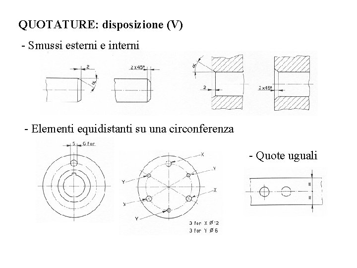 QUOTATURE: disposizione (V) - Smussi esterni e interni - Elementi equidistanti su una circonferenza