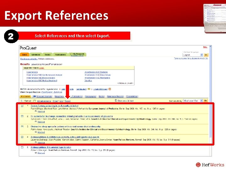 Export References 2 Select References and then select Export. Export References 2 Select References and then select Export.
