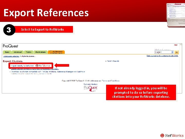 Export References 3 Select to Export to Ref. Works If not already logged in, Export References 3 Select to Export to Ref. Works If not already logged in,