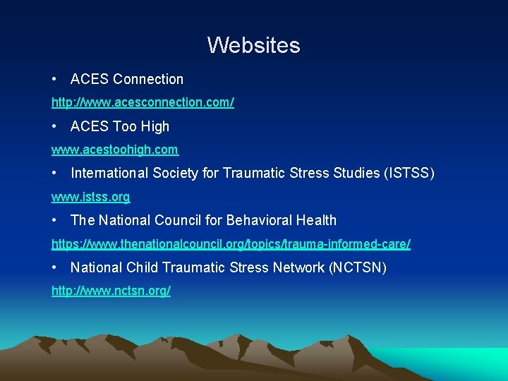 Websites • ACES Connection http: //www. acesconnection. com/ • ACES Too High www. acestoohigh.