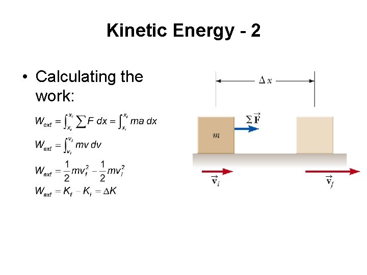 Kinetic Energy - 2 • Calculating the work: Kinetic Energy - 2 • Calculating the work: