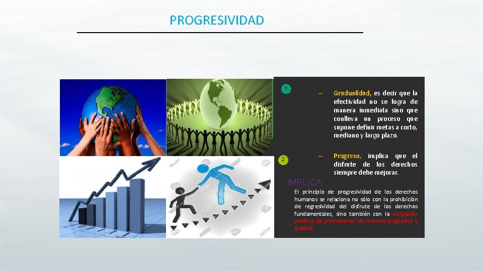 PROGRESIVIDAD 1 2 – Gradualidad, es decir que la efectividad no se logra de