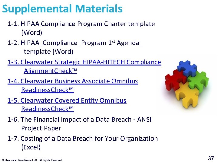 Supplemental Materials 1 -1. HIPAA Compliance Program Charter template (Word) 1 -2. HIPAA_Compliance_Program 1