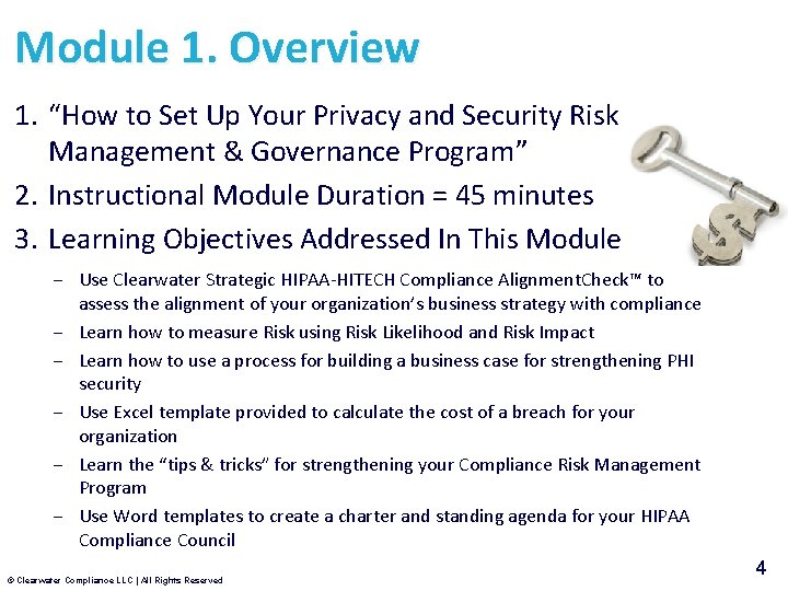 Module 1. Overview 1. “How to Set Up Your Privacy and Security Risk Management