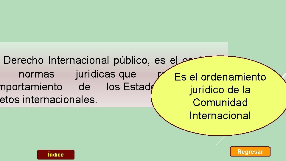  Derecho Internacional público, es el conjunto normas jurídicas que regulan el Es el