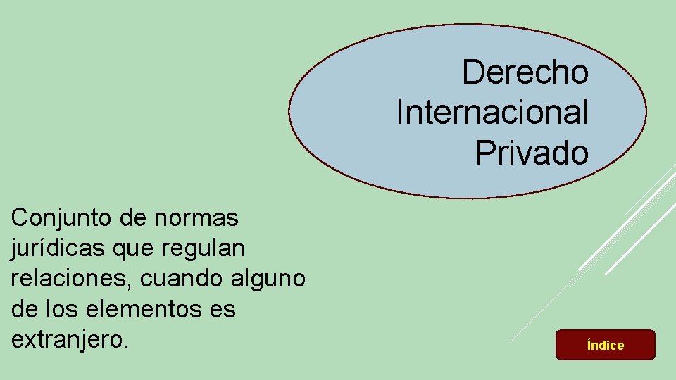 Derecho Internacional Privado Conjunto de normas jurídicas que regulan relaciones, cuando alguno de los