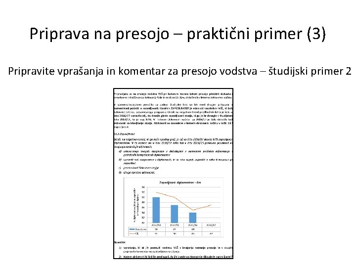 Priprava na presojo – praktični primer (3) Pripravite vprašanja in komentar za presojo vodstva