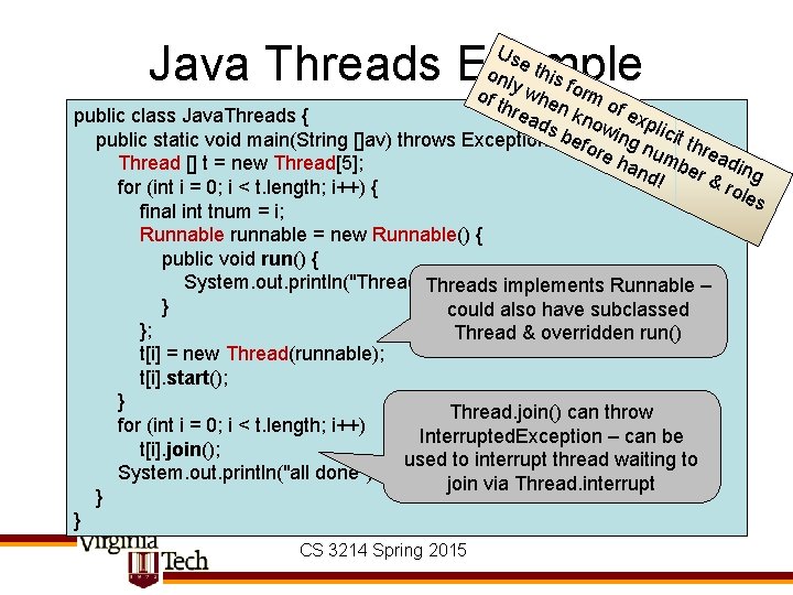 Java Threads Example Us e onl this y of t whe form o hre