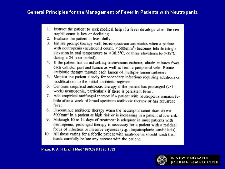 General Principles for the Management of Fever in Patients with Neutropenia Pizzo, P. A.