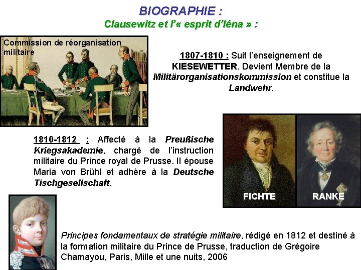 BIOGRAPHIE : Clausewitz et l’ « esprit d’Iéna » : Commission de réorganisation militaire