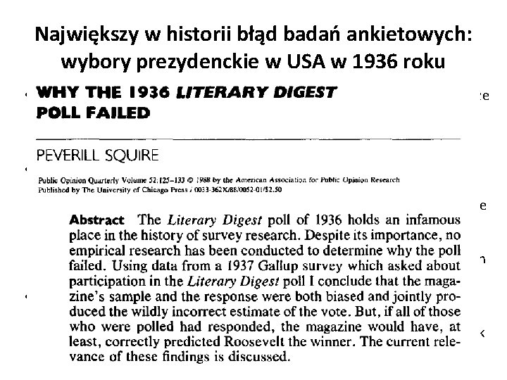 Największy w historii błąd badań ankietowych: wybory prezydenckie w USA w 1936 roku •