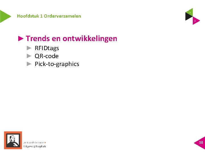 Hoofdstuk 1 Orderverzamelen ► Trends en ontwikkelingen ► RFIDtags ► QR-code ► Pick-to-graphics 18