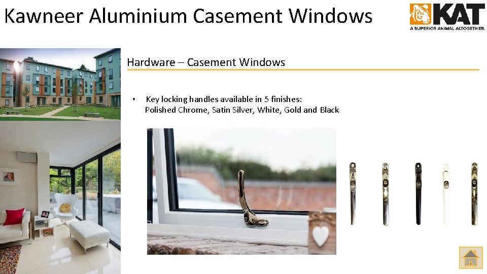 Kawneer Aluminium Casement Windows Hardware – Casement Windows • Key locking handles available in